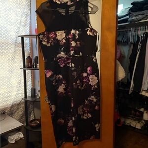Enfocus Studio Black and Pink Halter Sheath Midi Dress